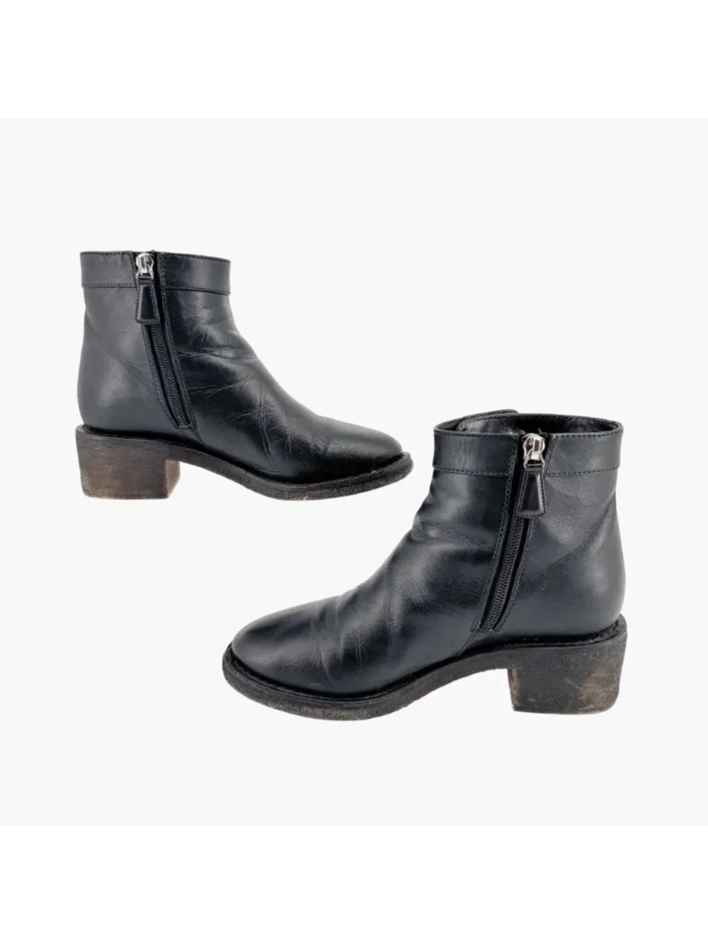 Chanel CC Turnlock Ankle Boot Size 36.5 US 5.5-6 Black Leather Moto Biker Bootie